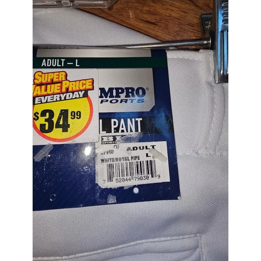 Champro Triple Crown Adult Open-Bottom Piped Baseball Pants - White/Royal, L